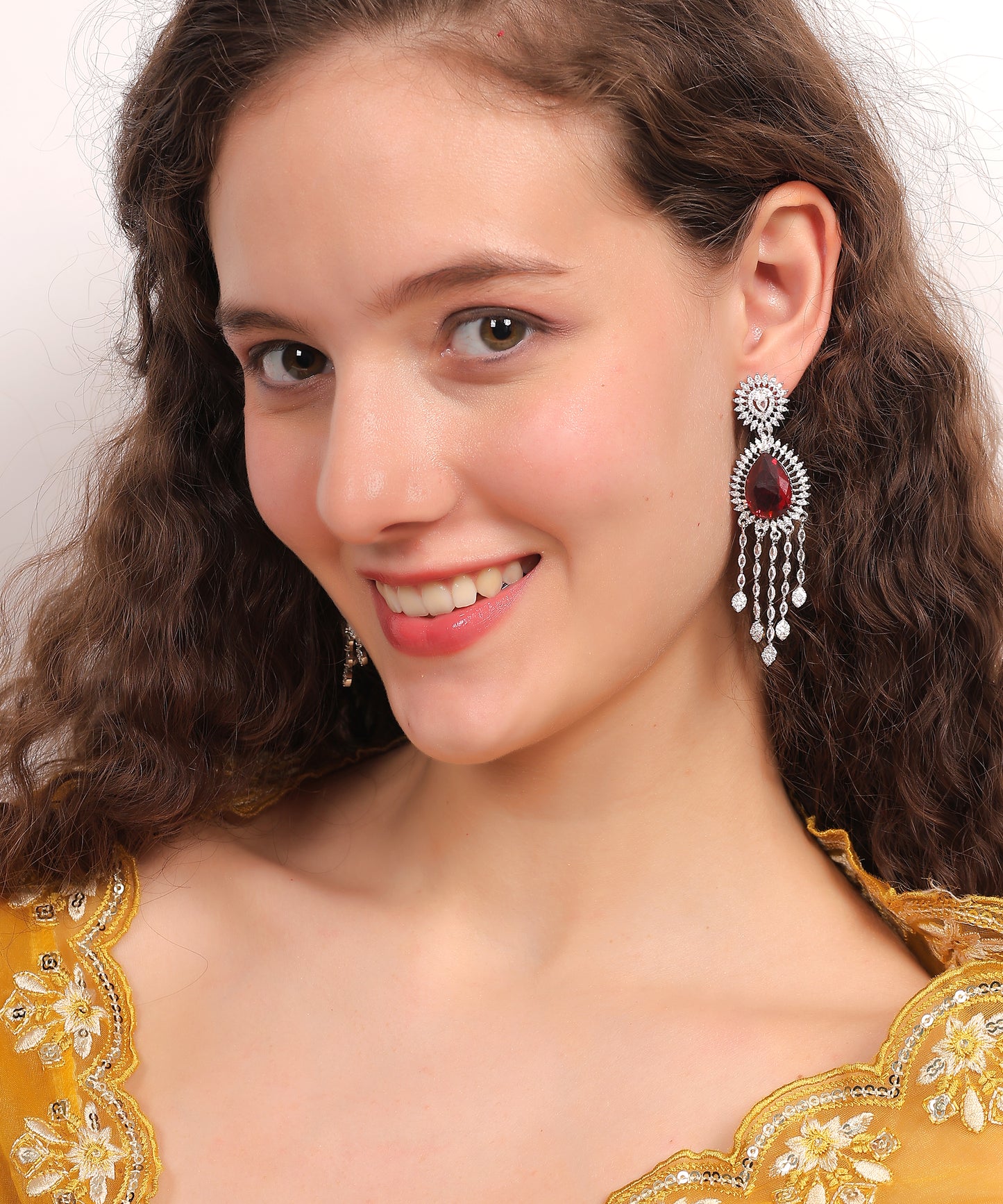 Scarlet Cascade Glamour Earrings
