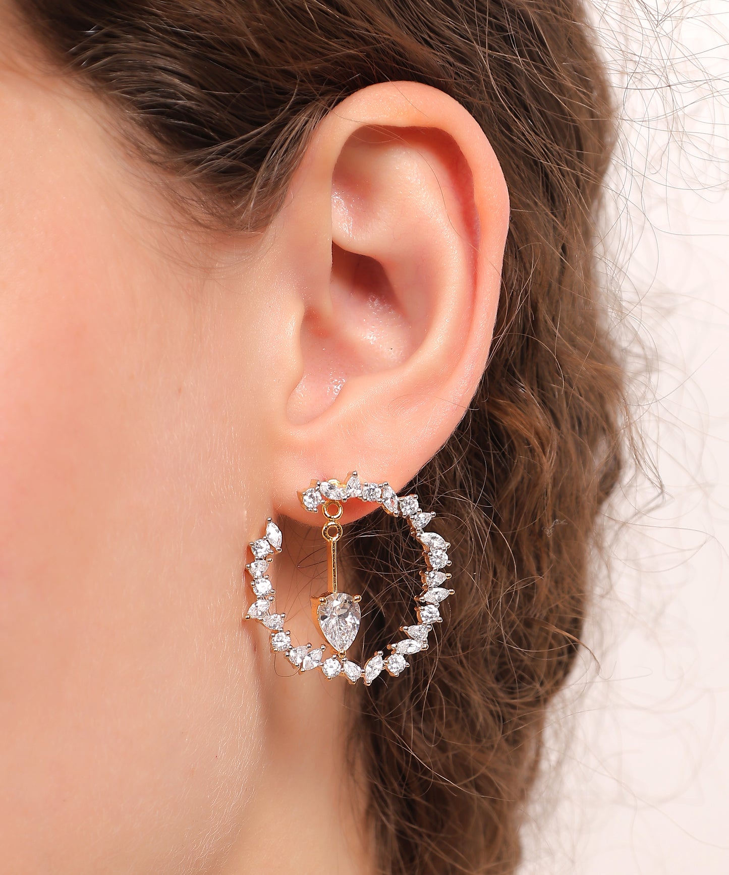 Crystal Bloom Drop Hoop Earrings