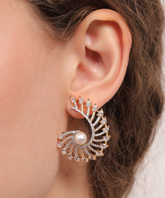 Pearl Radiance Spiral Earrings