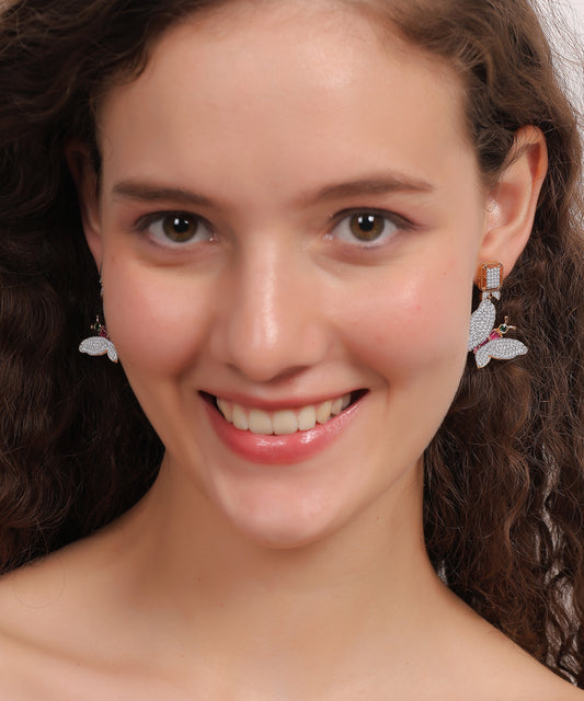 Crystal Butterfly Drop Earrings