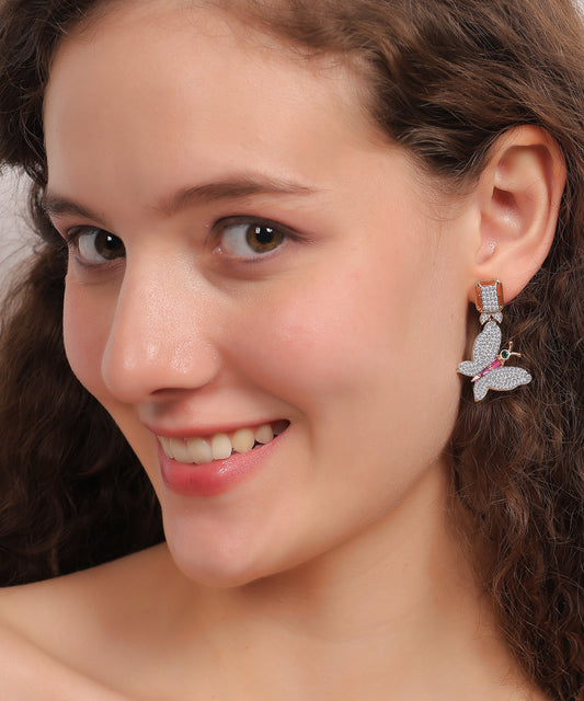 Crystal Butterfly Drop Earrings