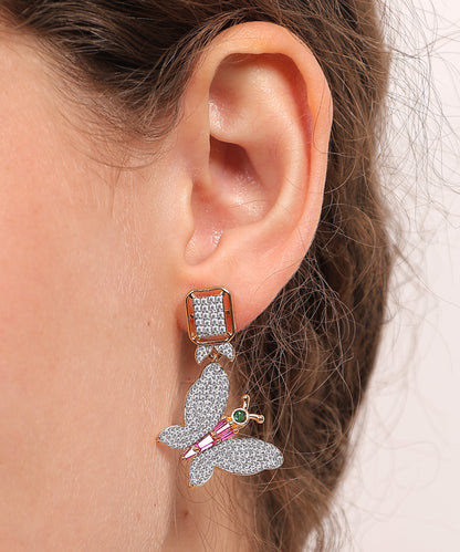 Crystal Butterfly Drop Earrings