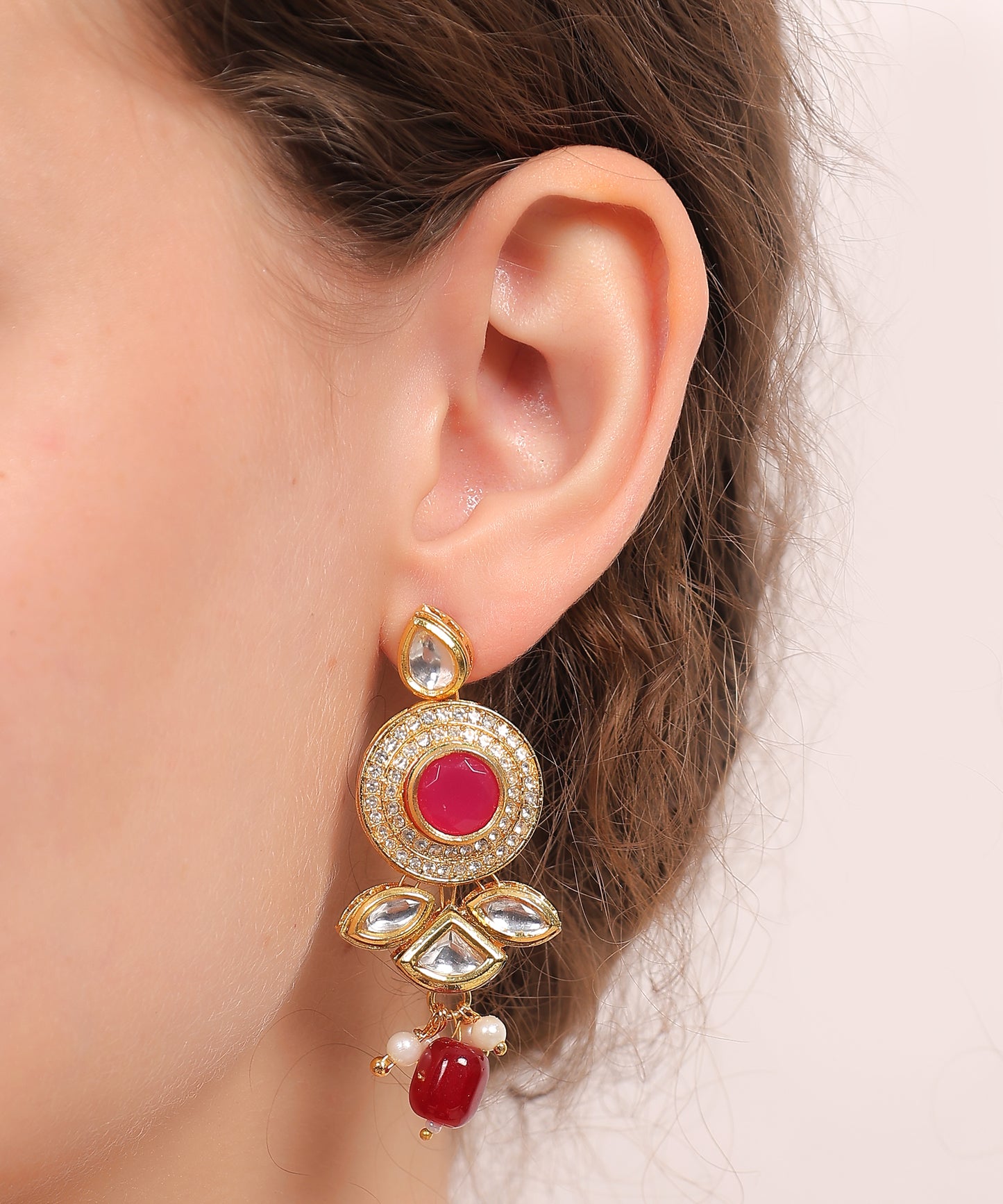 Ruby Kundan Pearl Choker Set