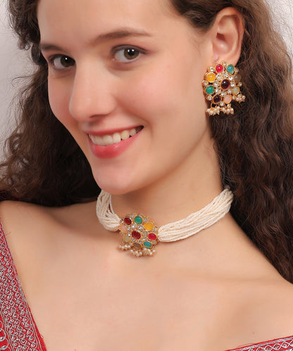 Navratna Pearl Choker Set