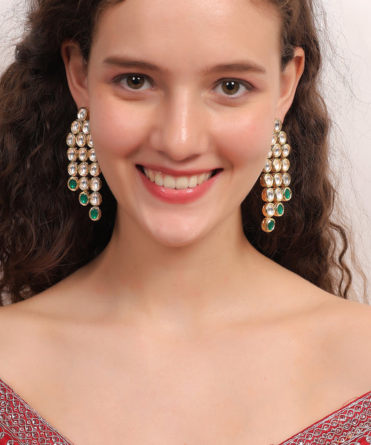 Emerald Kundan Cascade Earrings