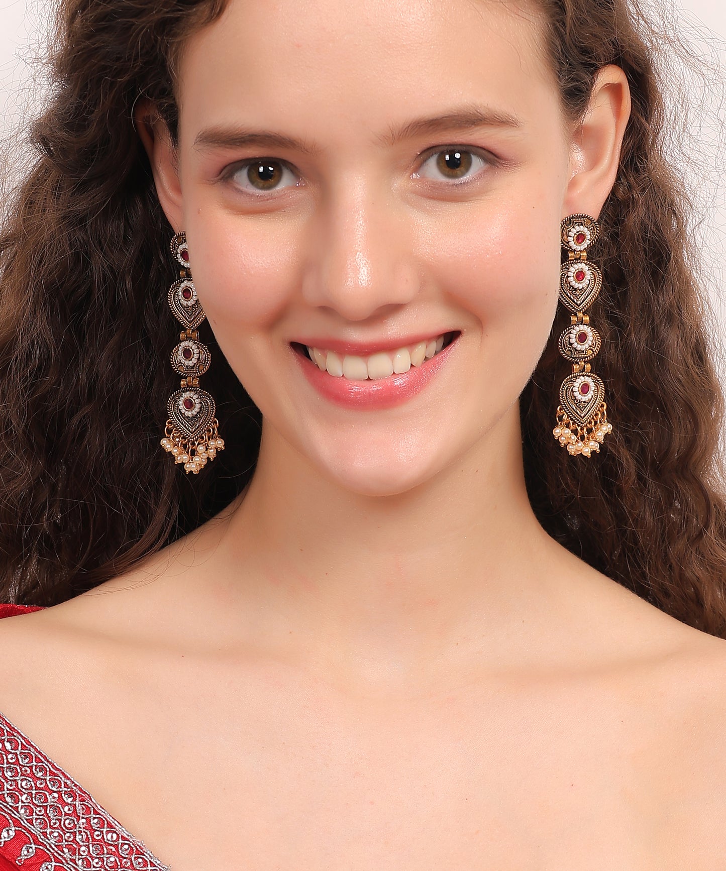Antique Ruby Heart Drop Earrings