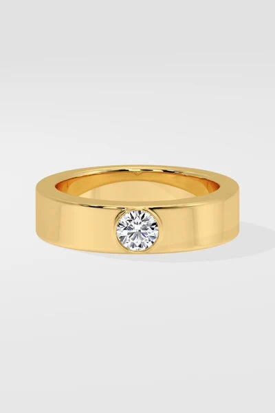 Bezel-Set Solitaire Gold Ring