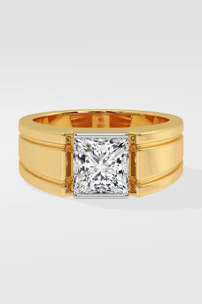 Royal Princess-Cut Gold Band