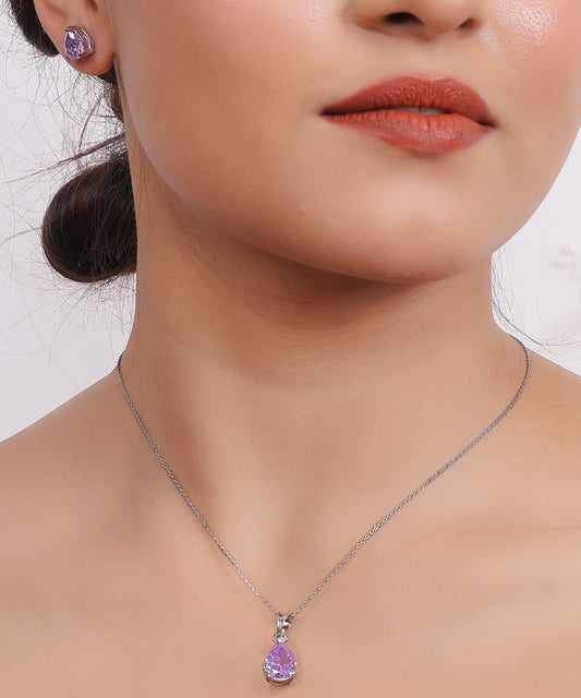 Silver Lilac Glow Pendant Set