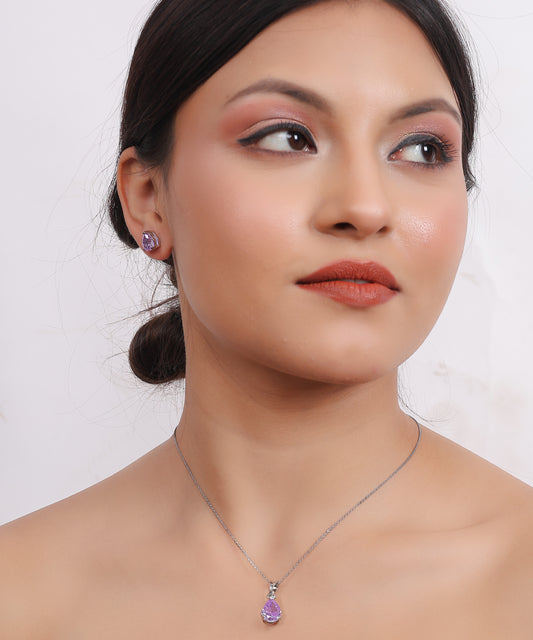 Silver Lilac Glow Pendant Set