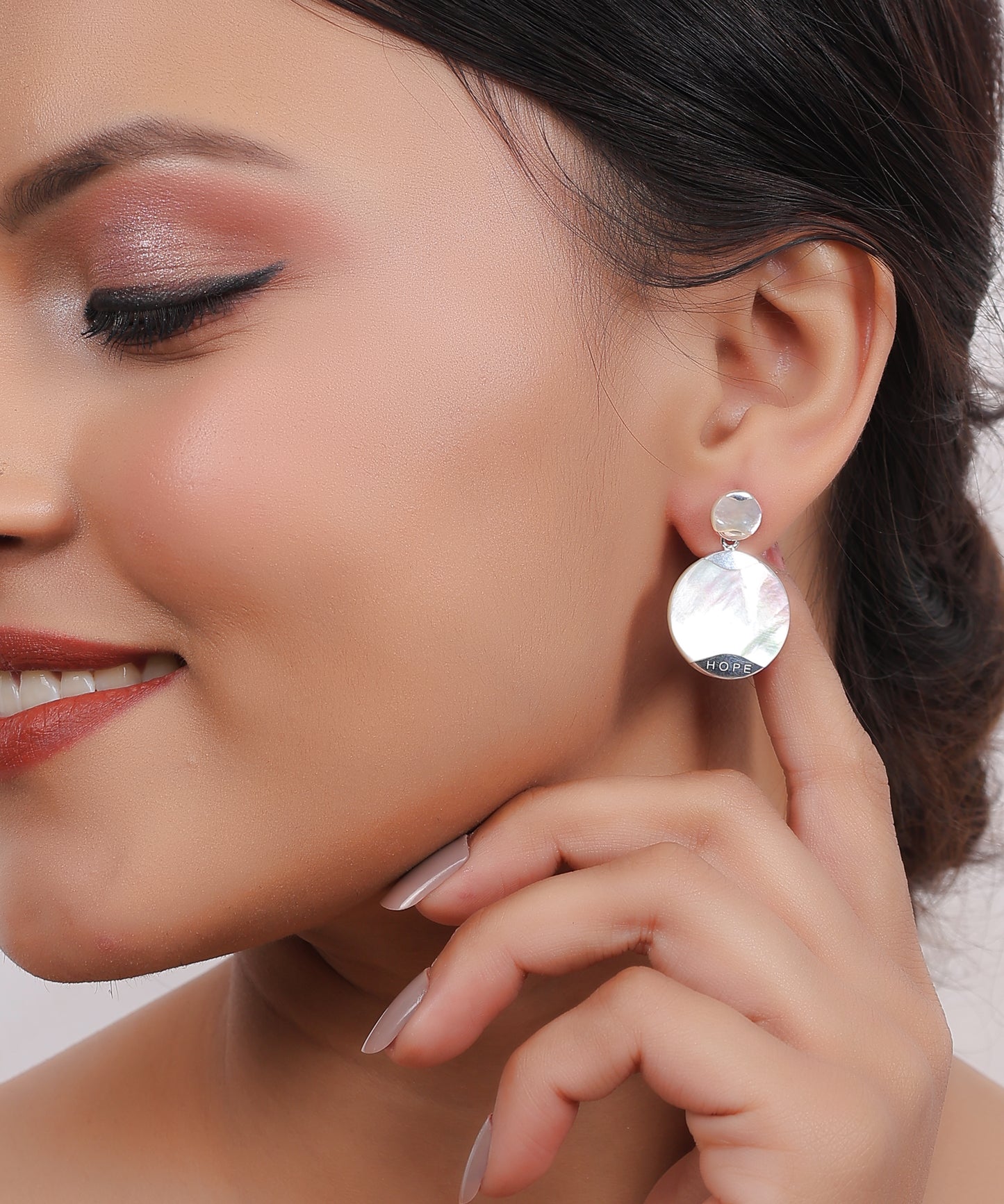 Silver Hope Pearl Drop Earrings (MOP)