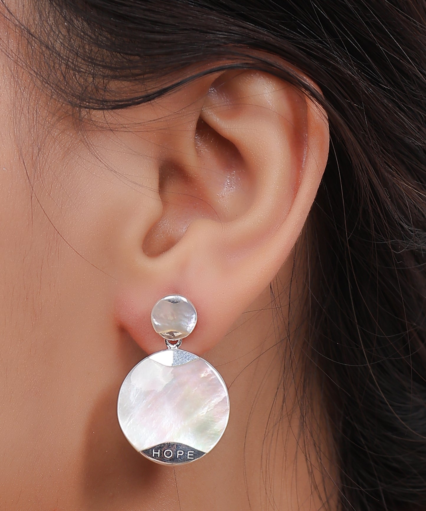 Silver Hope Pearl Drop Earrings (MOP)