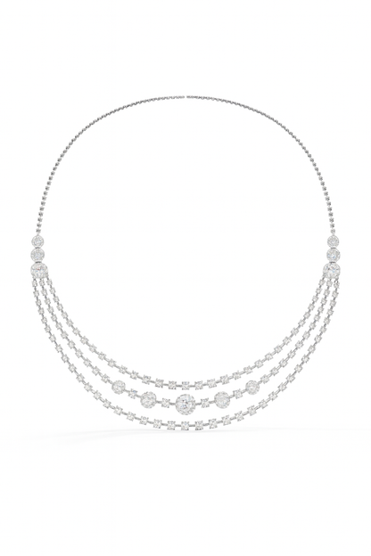 Triple Layer Diamond Cascade Necklace