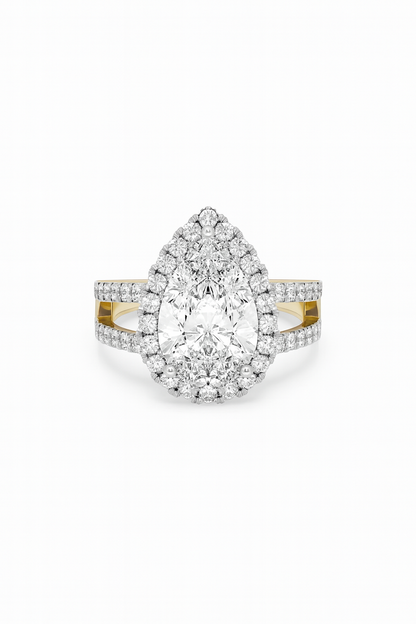 Royal Teardrop Halo Ring