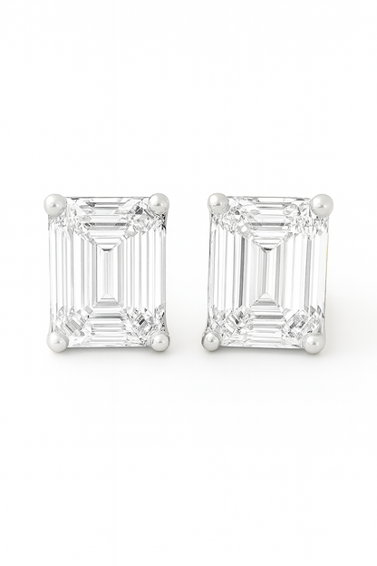 Emerald-Cut Diamond Studs