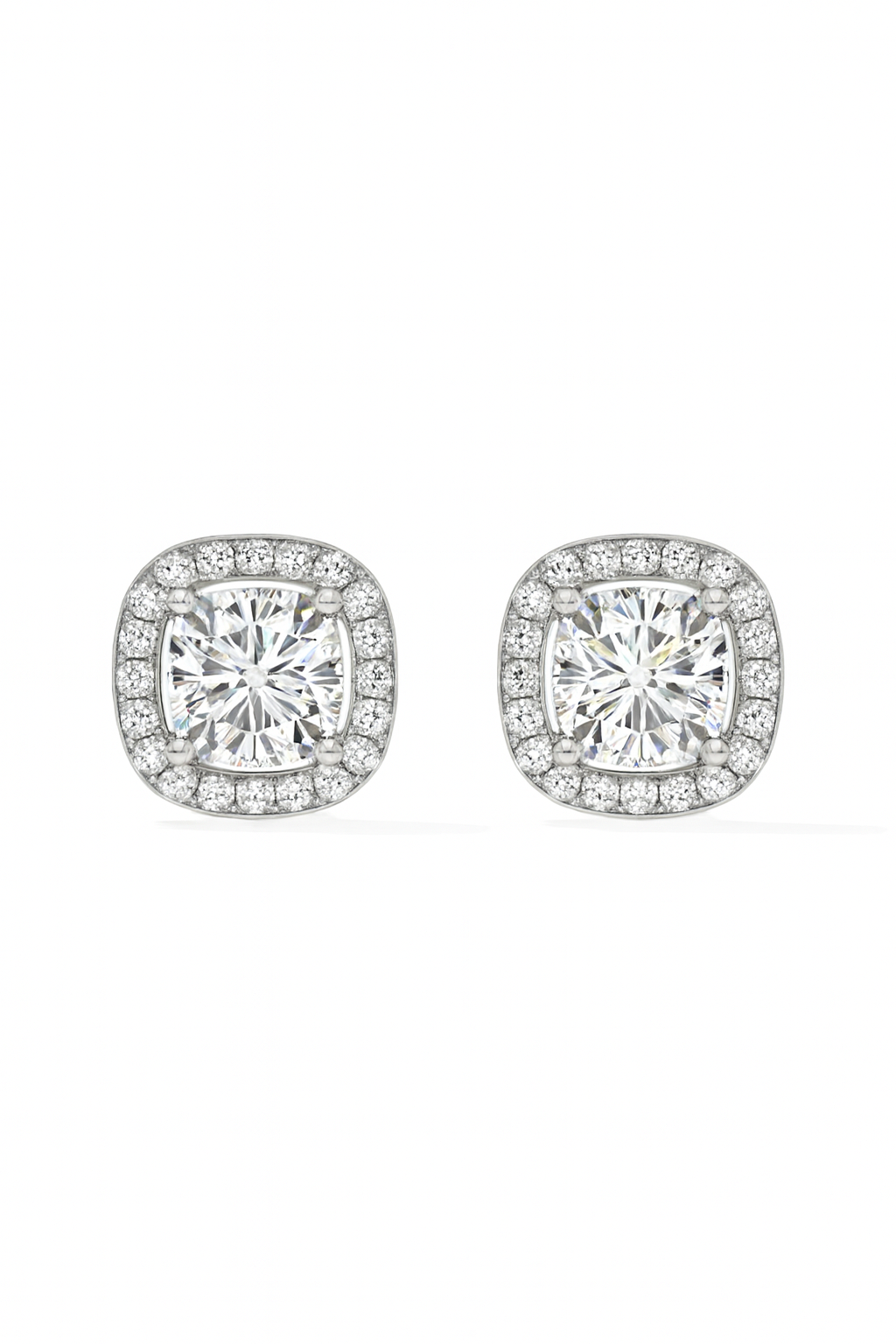 Cushion Halo Diamond Stud