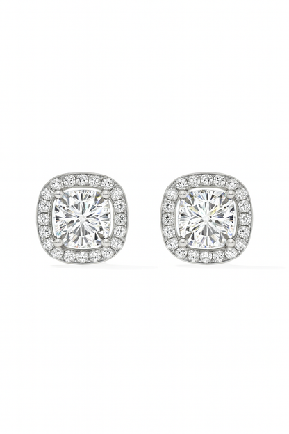 Cushion Halo Diamond Stud