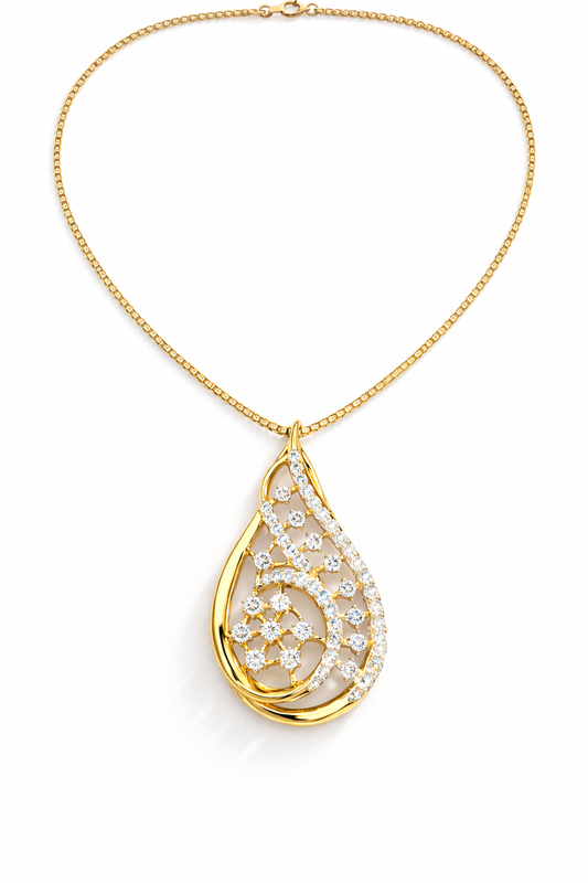 Serene Teardrop Diamond Pendant Necklace