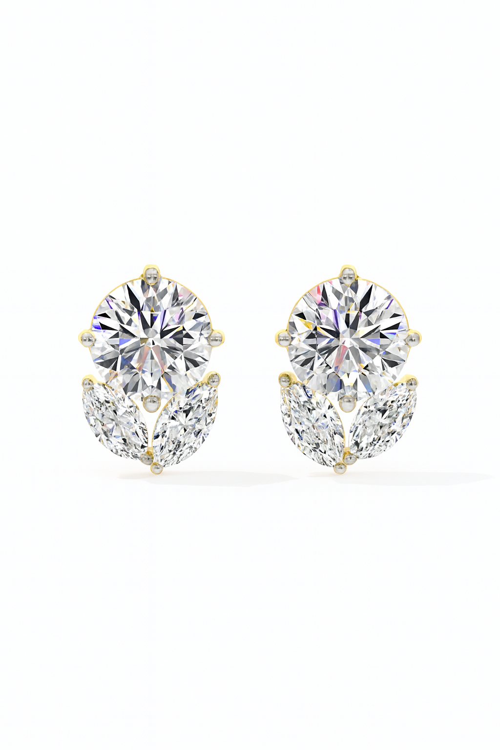 Floral Elegance Diamond Stud Earrings