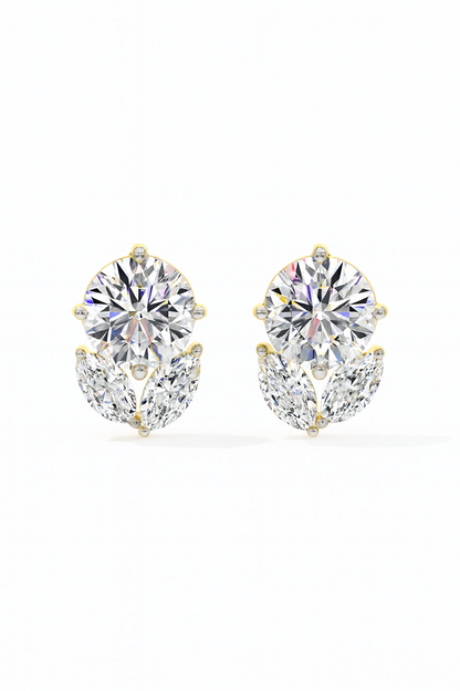 Floral Elegance Diamond Stud Earrings