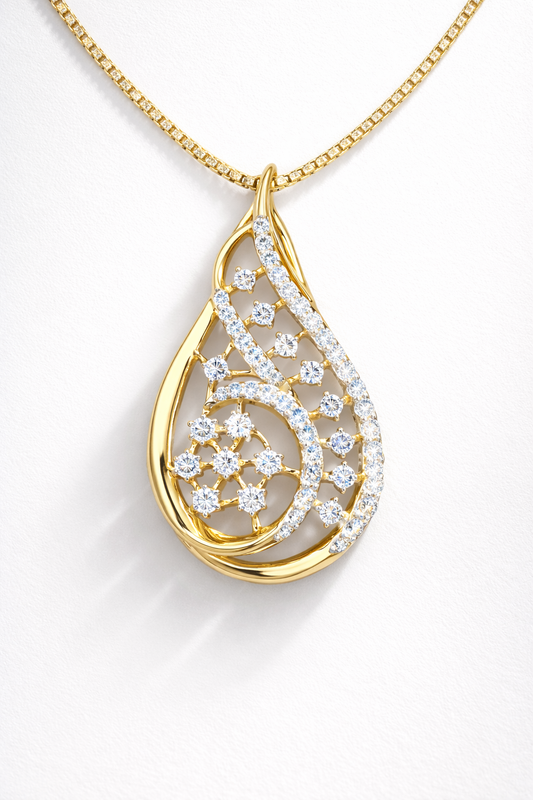 Serene Teardrop Diamond Pendant Necklace