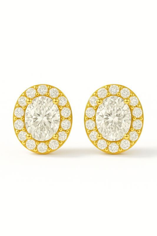 Radiant Halo Oval Diamond Studs